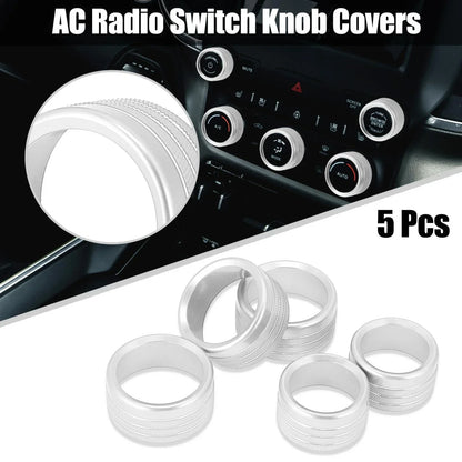 5 x Silver Tone AC Radio Switch Knob Covers for Dodge Ram 1500 (2018-2020)