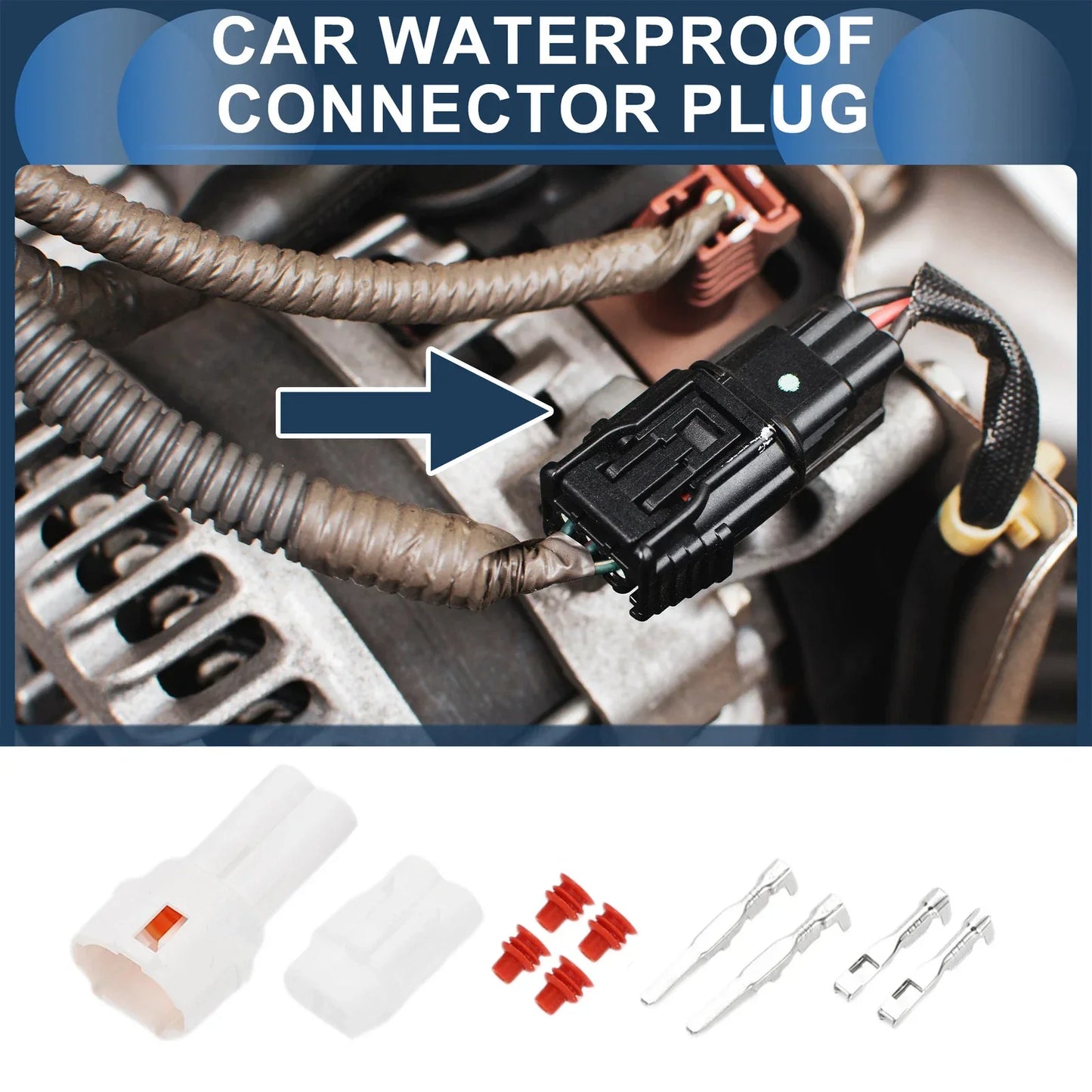 2 x Pin Waterproof Connector Plug for Honda - Male Female Wire Terminal