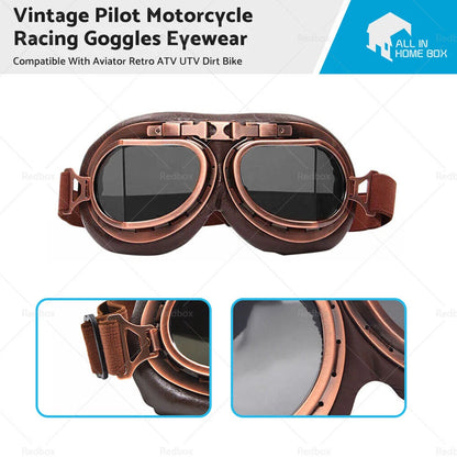 Vintage Pilot Motorcycle Racing Goggles for ATV UTV Dirt Bike Glasses