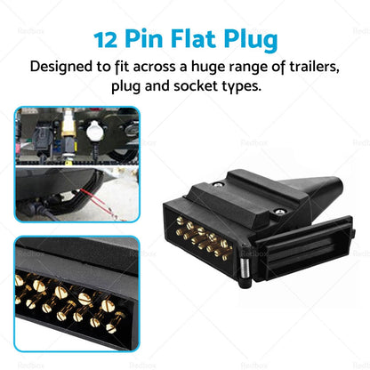 12 Pin Flat Connector Plug for Trailer Caravan Boat Vehicle