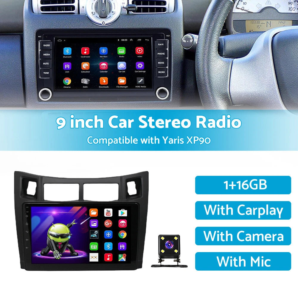 Android 11 Carplay Radio Head Unit GPS Navi for Toyota Yaris XP90 (2005-2012)