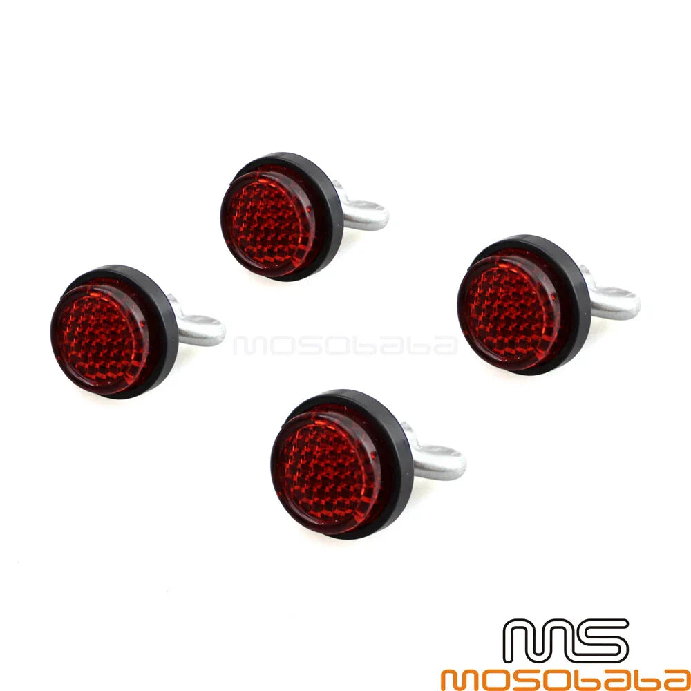 4 x Motorcycle Rear License Plate Bolts with Red Reflector Universal