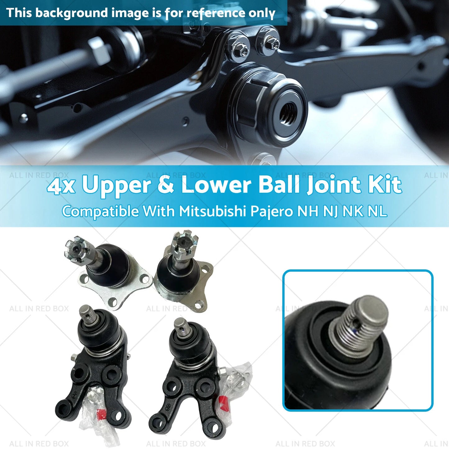 4 x Upper & Lower Ball Joints for Mitsubishi Pajero NH NJ NK NL (1991-2000)