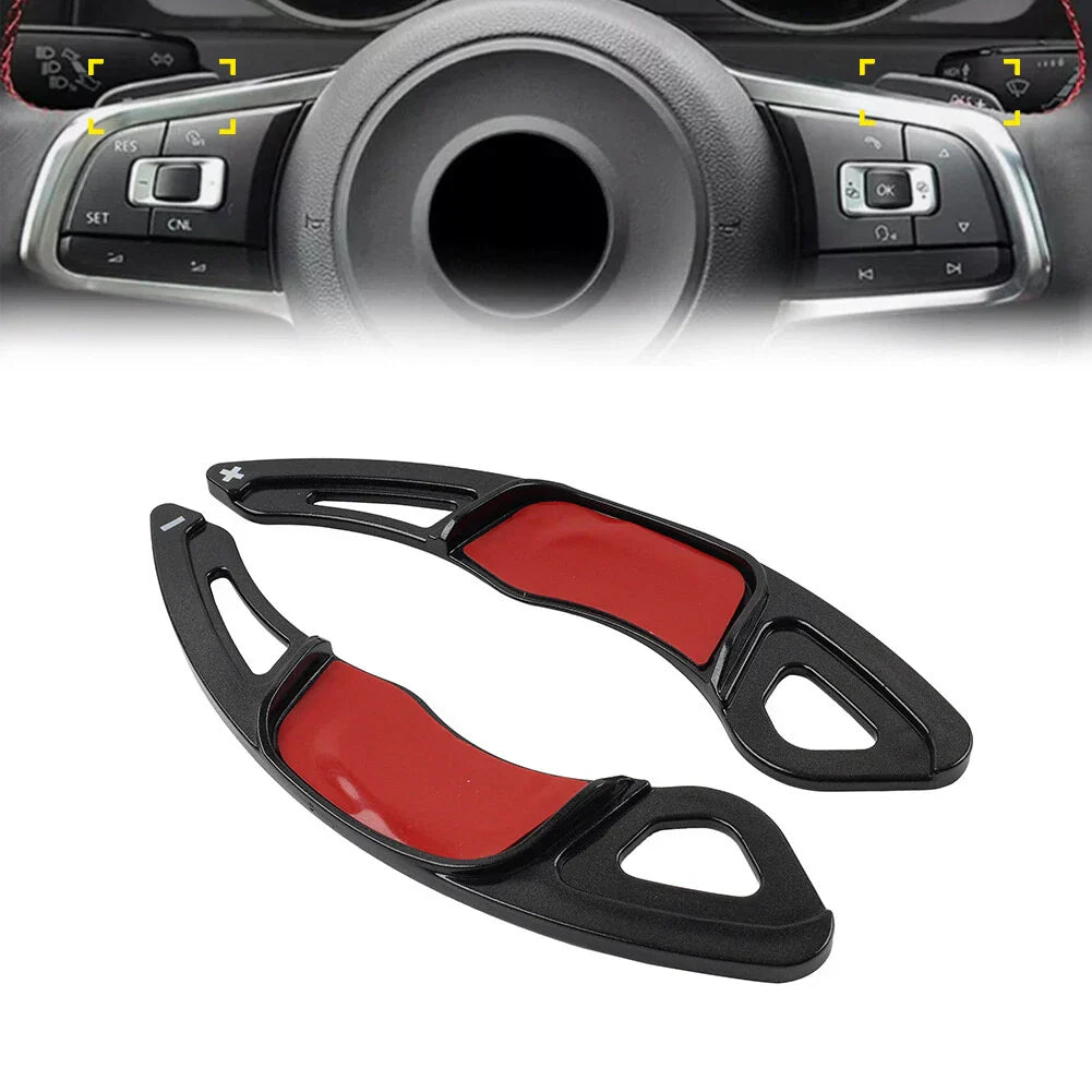 Black Steering Wheel Paddle Shifter Extensions for VW Golf, Polo, Jetta, Scirocco (2013-2020)