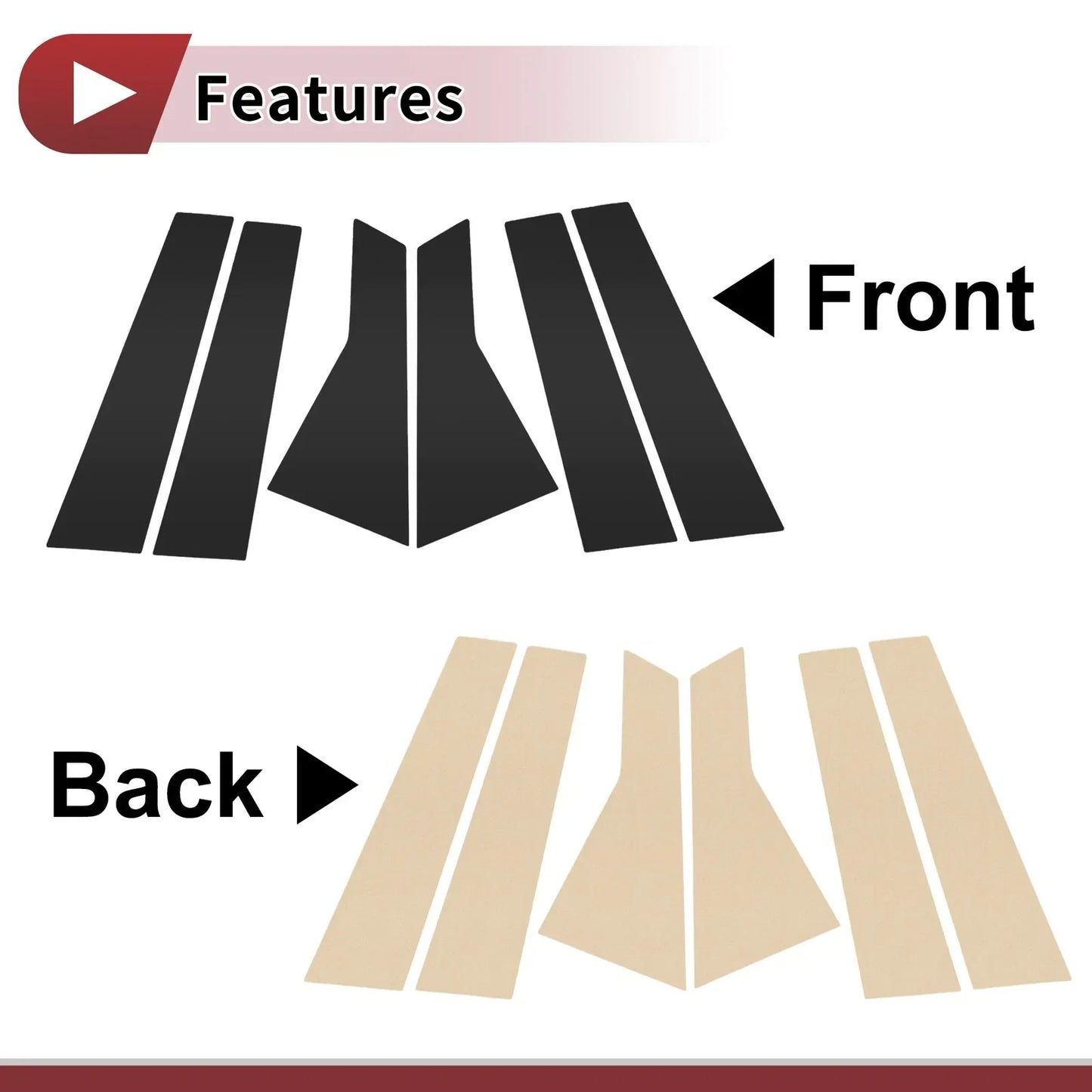 6 x Car Door Pillar Window Trims for Mercedes-Benz B-Class (2012-2019) Black