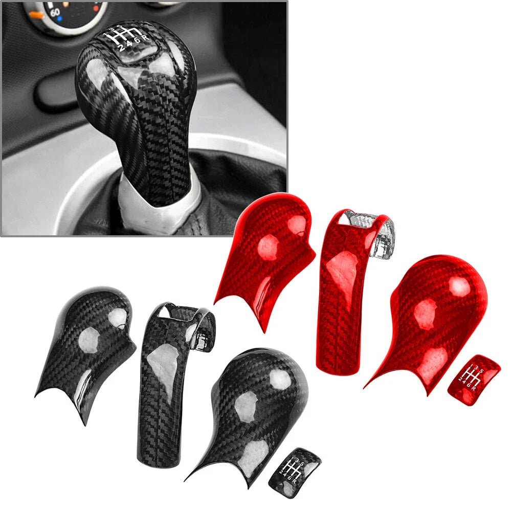 4Pcs Carbon Fiber Gear Shift Knob Cover Trim for Nissan 350Z Z33 (2003-2009)