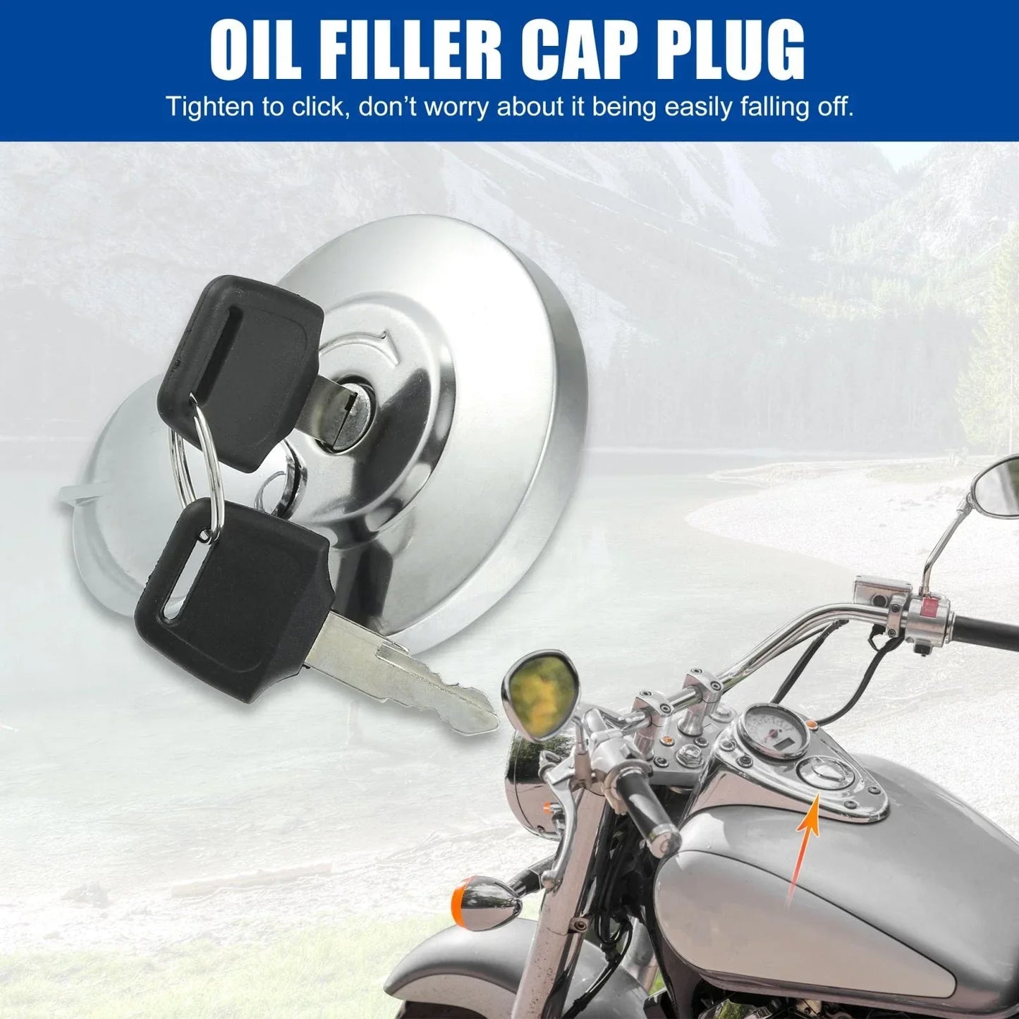 Motorcycle Lock Fuel Tank Filler Cover Set with 2 Keys for Honda Shadow