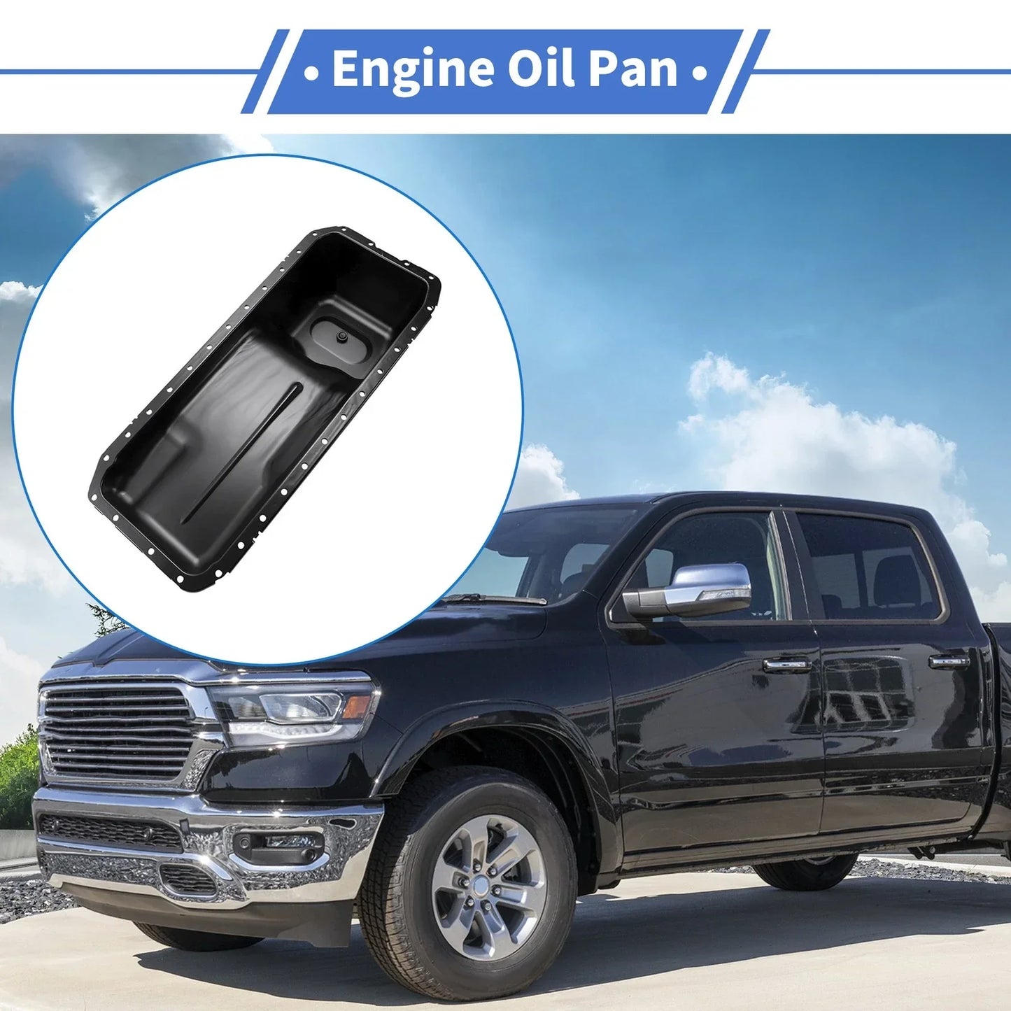 Engine Oil Pan for Dodge Ram 2500 (2007-2010) - 1 x No.5086855AA, Iron Black