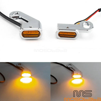 Motorcycle Front LED Mini CNC Turn Signal Lights for Harley Dyna