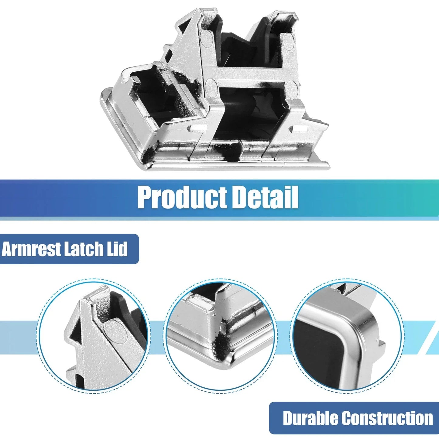 Armrest Latch Lid for Mercedes-Benz - Plastic Black Silver Tone