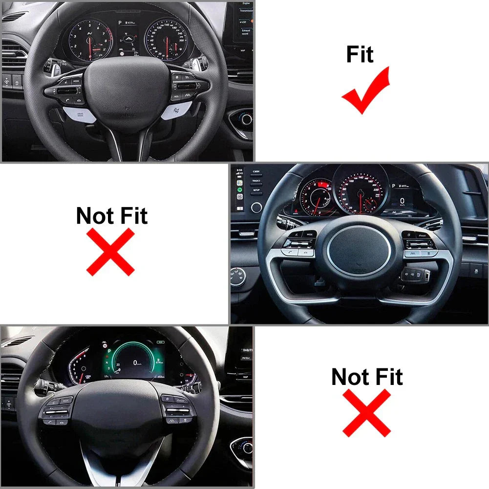 Red Steering Wheel Paddle Shifter Extensions for Hyundai i30 (2019-2023)