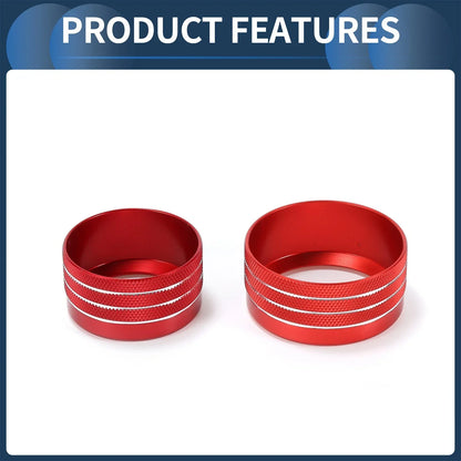 AC Media Volume Switch Knob Cover Ring for Dodge RAM 2018-2022 - 5 Pcs Red