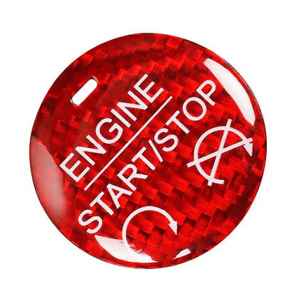 Carbon Fiber Red Engine Start Stop Button Cover Trim for Ford Mustang (2015-2022)