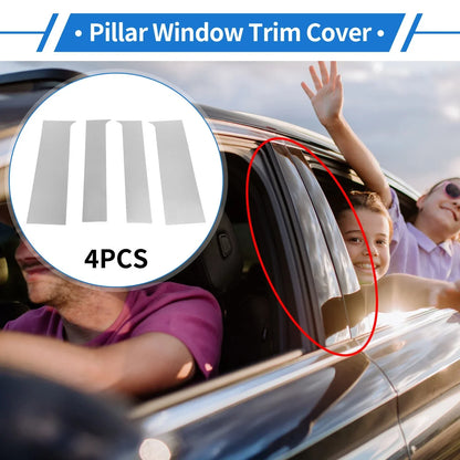 4 Pcs Door Pillar Window Trim for Chevy Colorado (2015-2020) Silver Tone