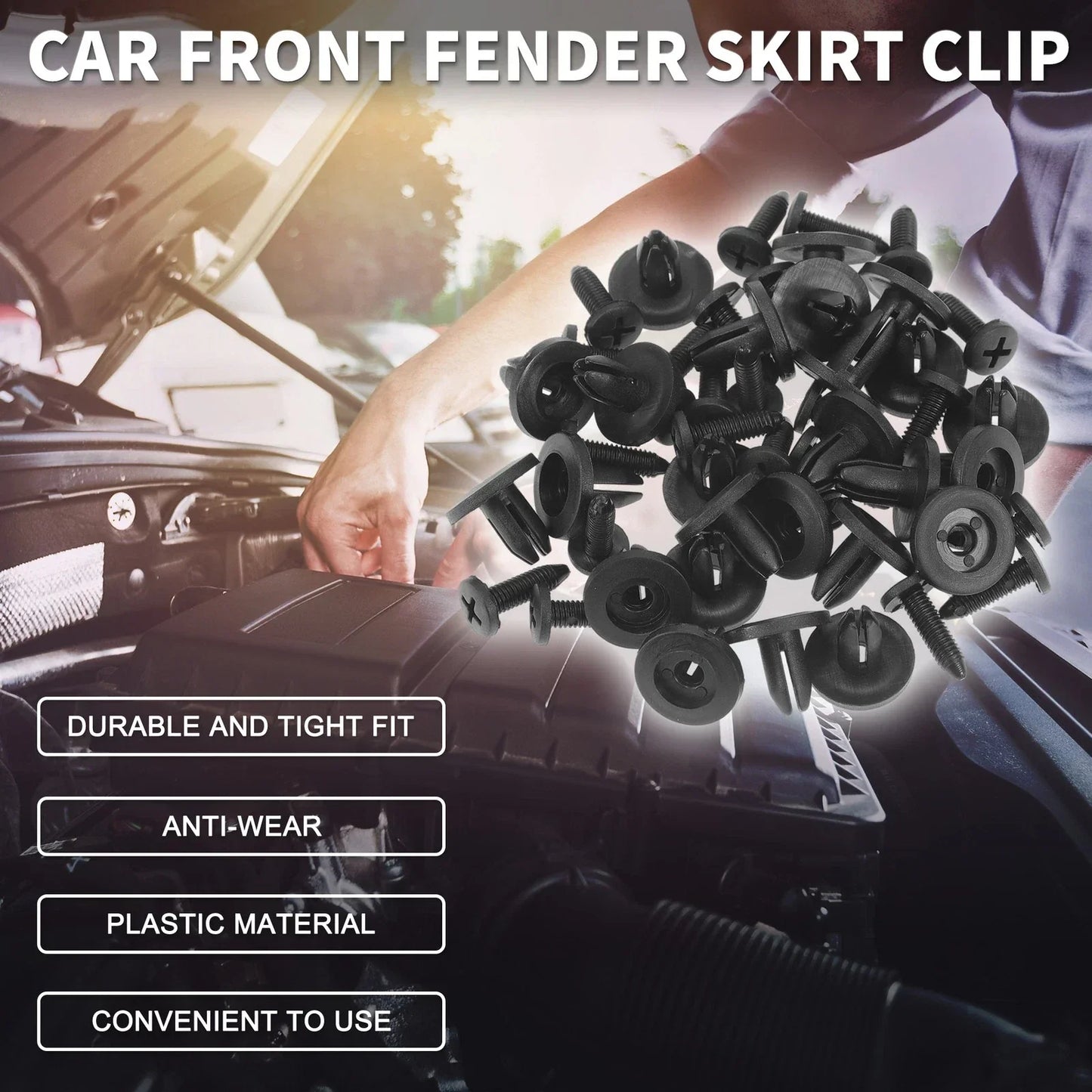 Front Fender Skirt Clips for Honda Prelude 1992-1996 2.2L 2.3L Black 25 x