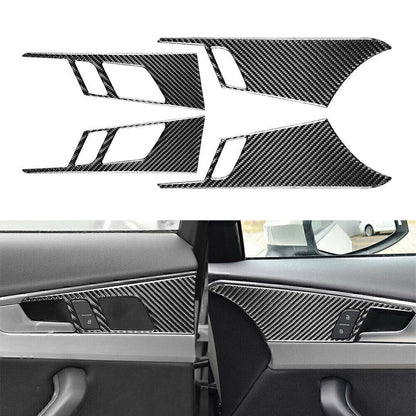 4 Pcs Carbon Fiber Door Handle Trim for Audi A4 B9 (2017-2020)