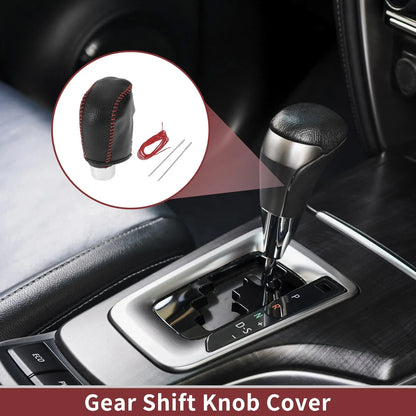 Car Gear Shift Knob Cover for Hyundai Sonata 2011-2014 - Pebbled Black Red