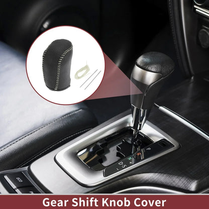 Gear Shift Knob Cover for Hyundai Sonata Black Beige Faux Leather (2011-2019)