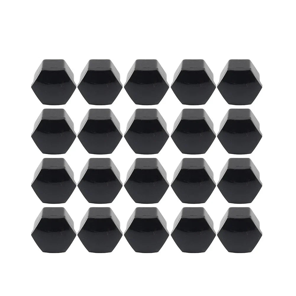 17mm Black Wheel Lug Nut Bolt Cover Caps 20Pcs for Audi