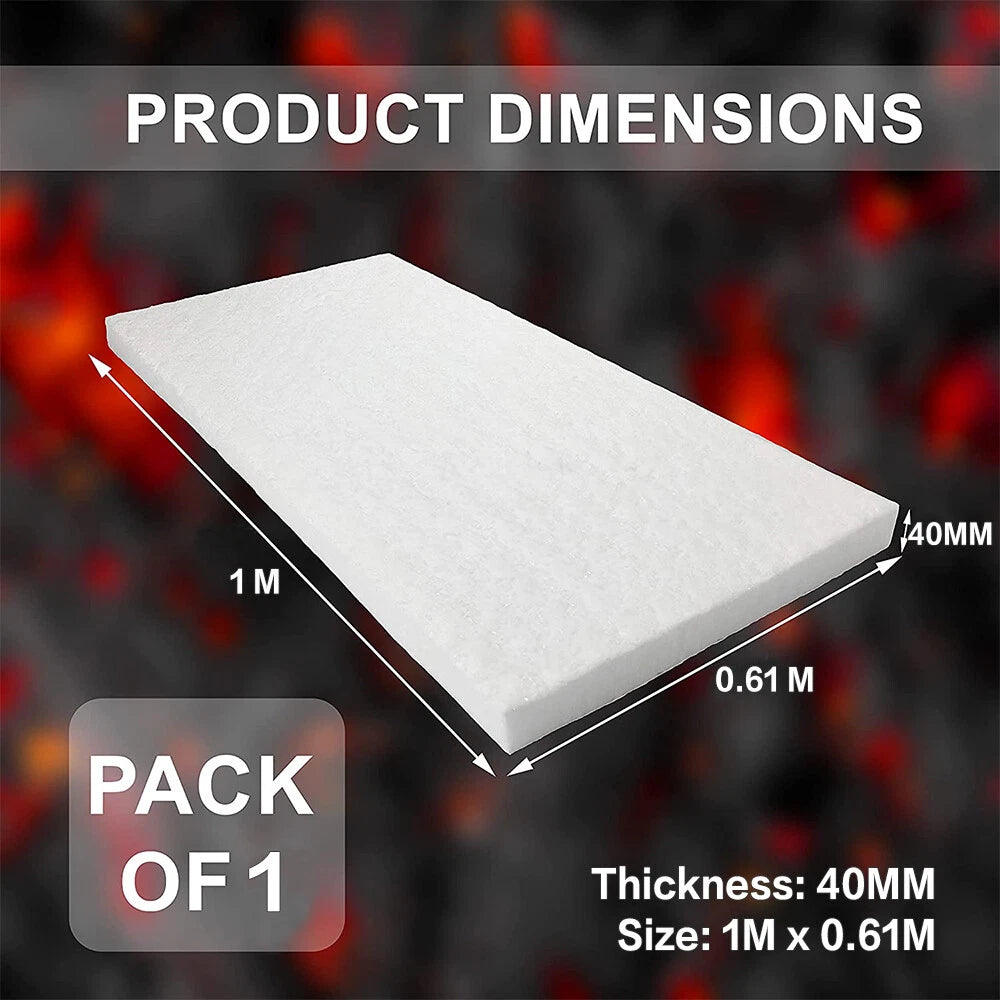 Ceramic Fiber Blanket 0.61M x 1M High Temp Fireproof Insulation Mat