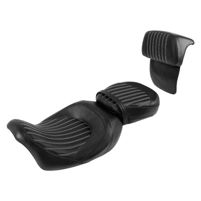Black Driver Passenger Seat Backrest Pad for Harley Road Electra Glide (14-23)