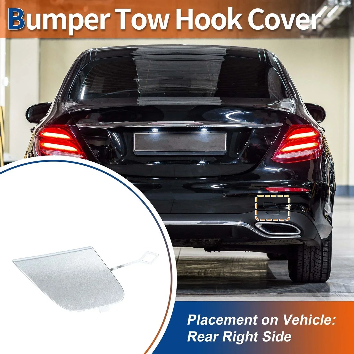 Rear Bumper Tow Hook Cover for Mercedes-Benz W213 (2017-2023) Silver Tone