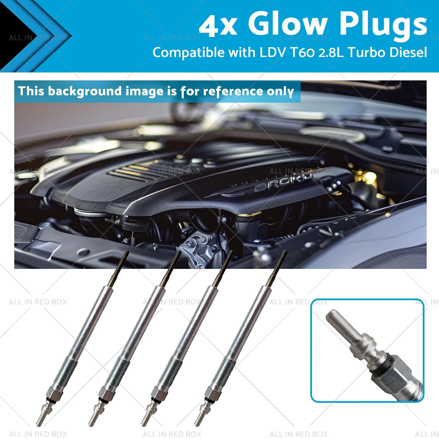 4 x Glow Plugs for LDV T60 2.8L Turbo Diesel (2017 - Present)