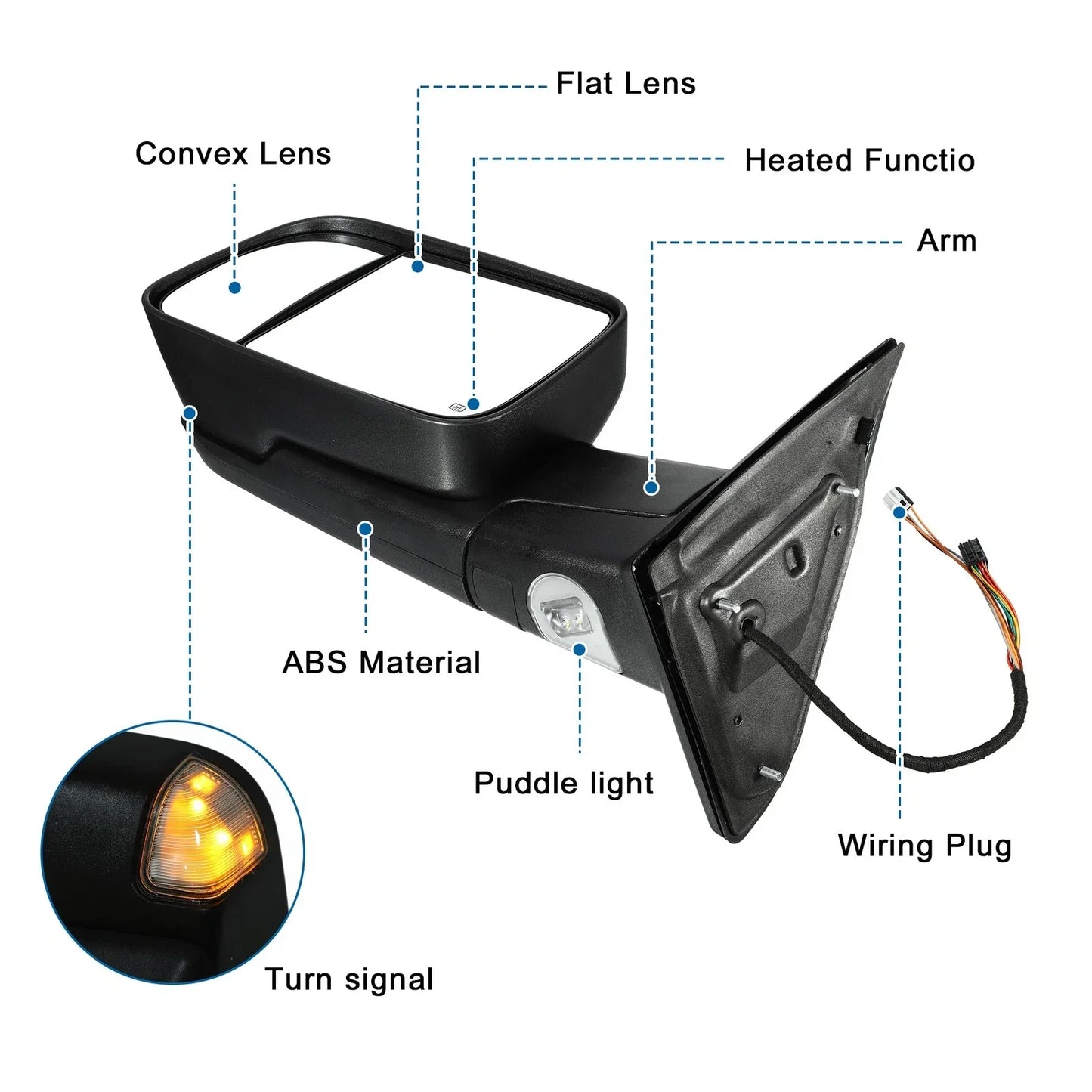 Power Heated Tow Mirrors for Dodge Ram 1500 2500 3500 (2010-2023)