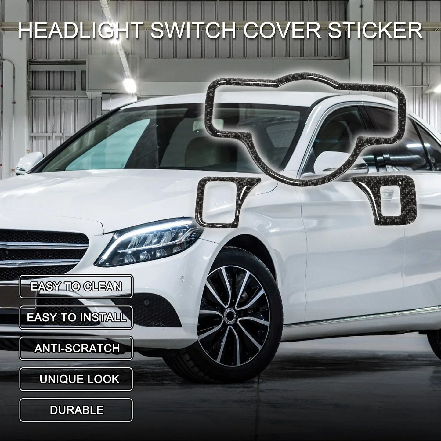 Headlight Switch Cover Sticker for Mercedes-Benz A B C E G Class CLA (2013-2023)