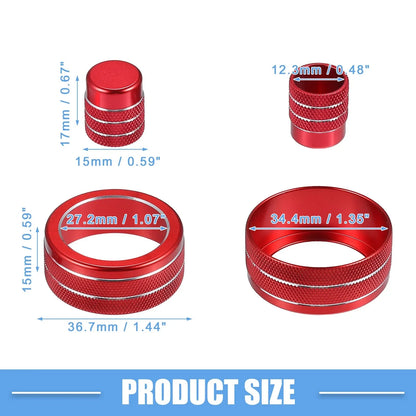 7 x Car AC Control Switch Air Vent Knob Covers for Honda Civic (2022-2023) Red