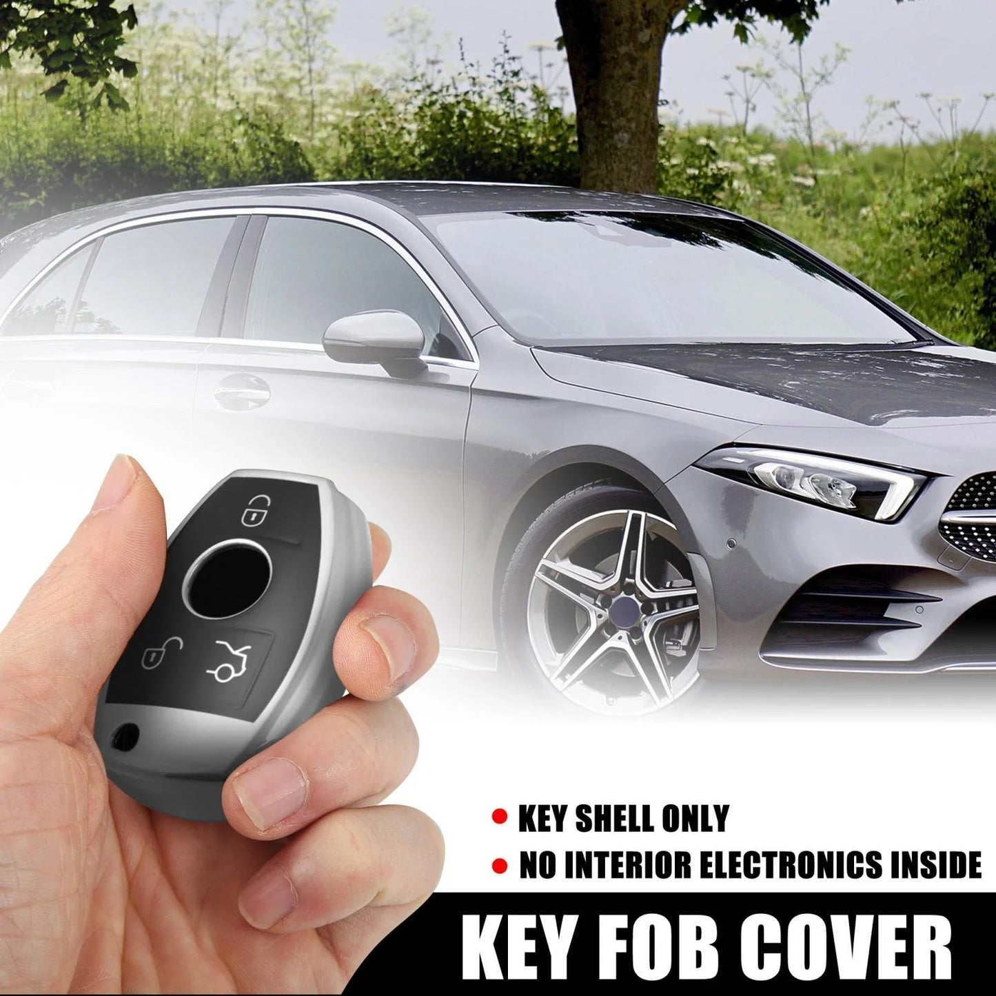 Car Key Fob Cover Remote Case Silver for Mercedes Benz C E S M CLS G