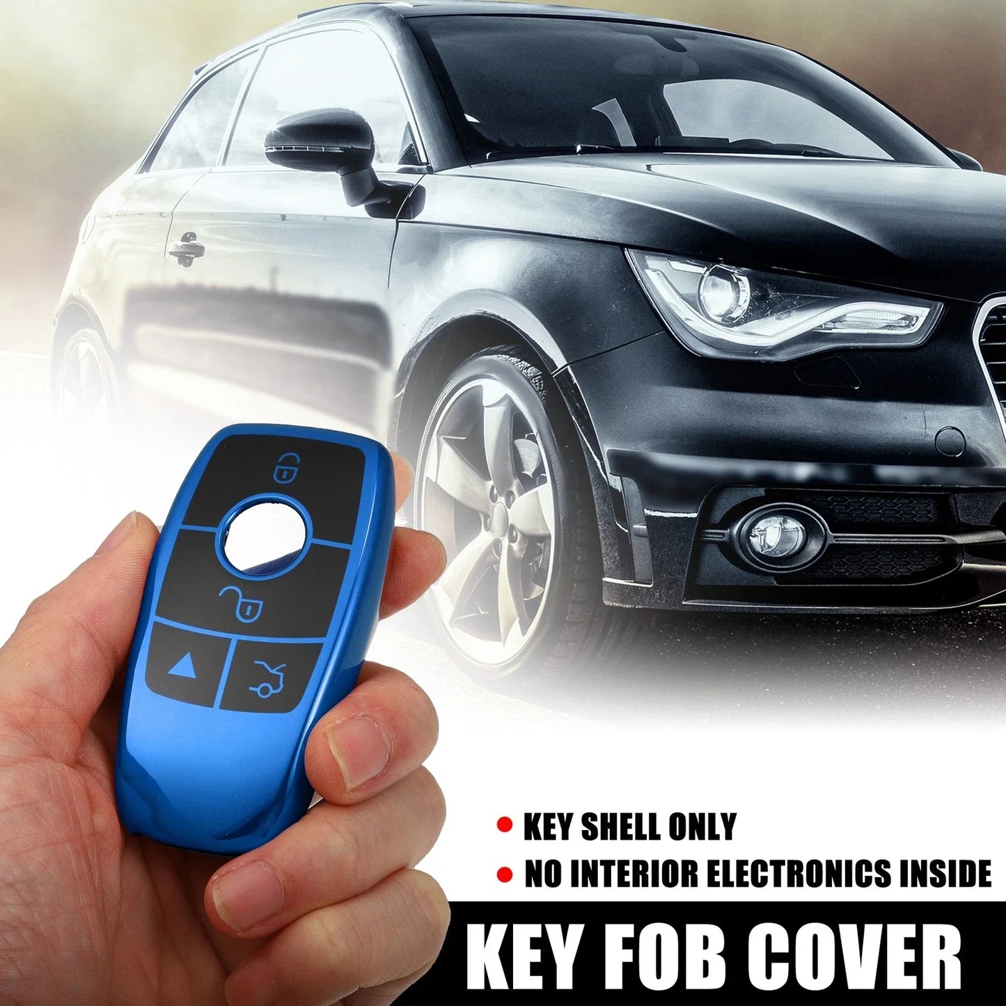 Car Key Fob Cover 4 Buttons Remote Case Blue for Mercedes Benz (2017-2021)