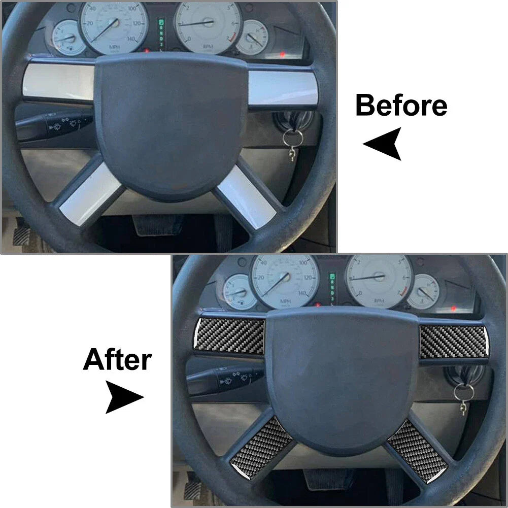 4pcs Carbon Fiber Steering Wheel Cover for Chrysler 300 300C (2005-2010)