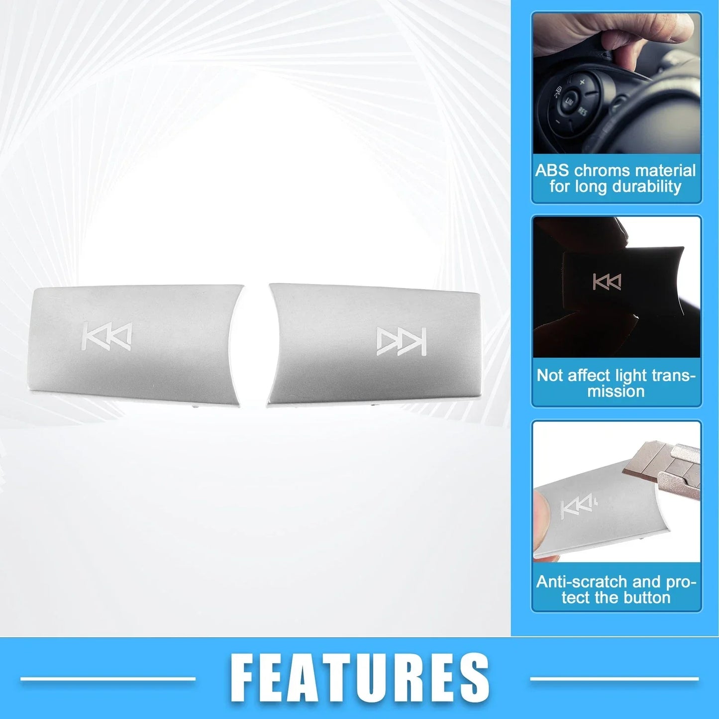 Multimedia Radio Button Cover Sticker for Mercedes-Benz  - 2 x ABS Silver Tone