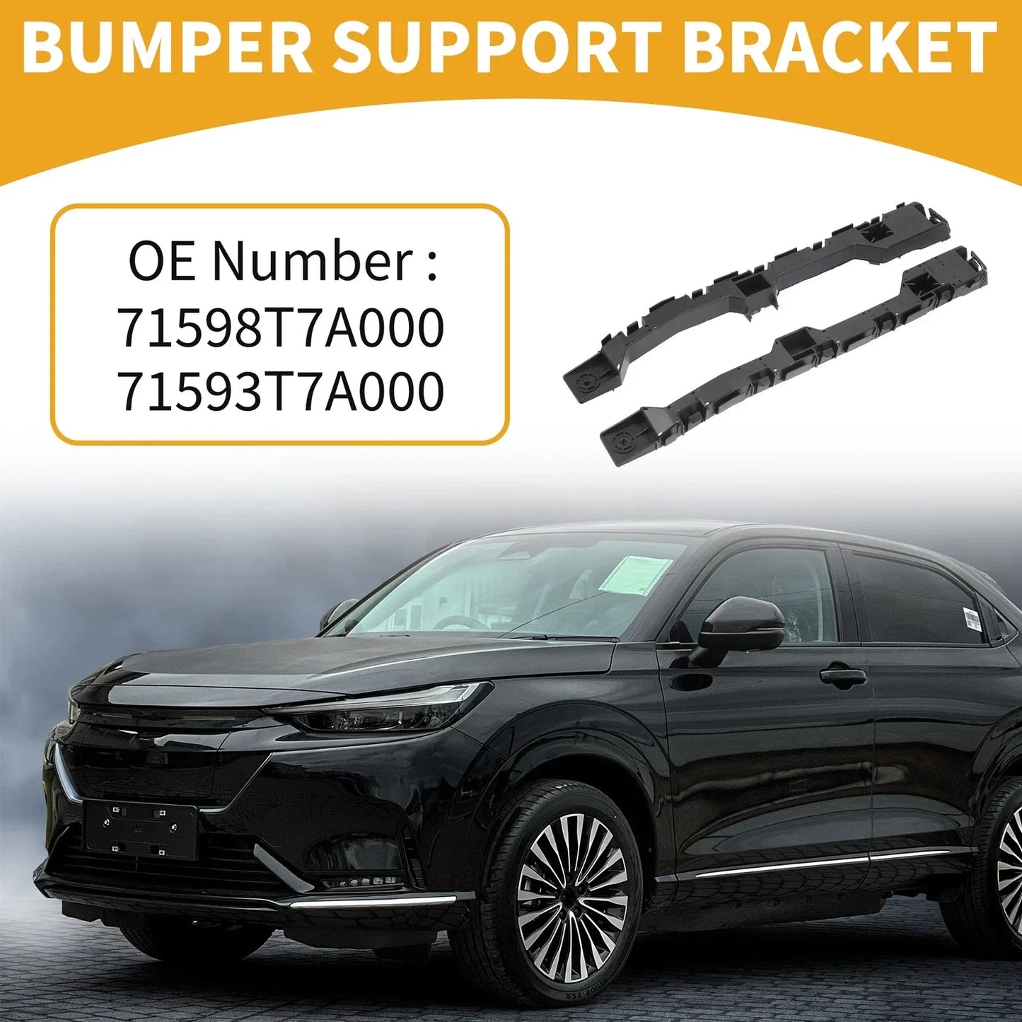 Rear Bumper Support Bracket for Honda HR-V 2016-2018 (2 x Black)