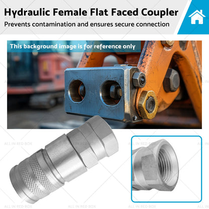 Hydraulic Female Flat Faced Coupler 1/2" Body 3/4" SAE Thread for Bobcat