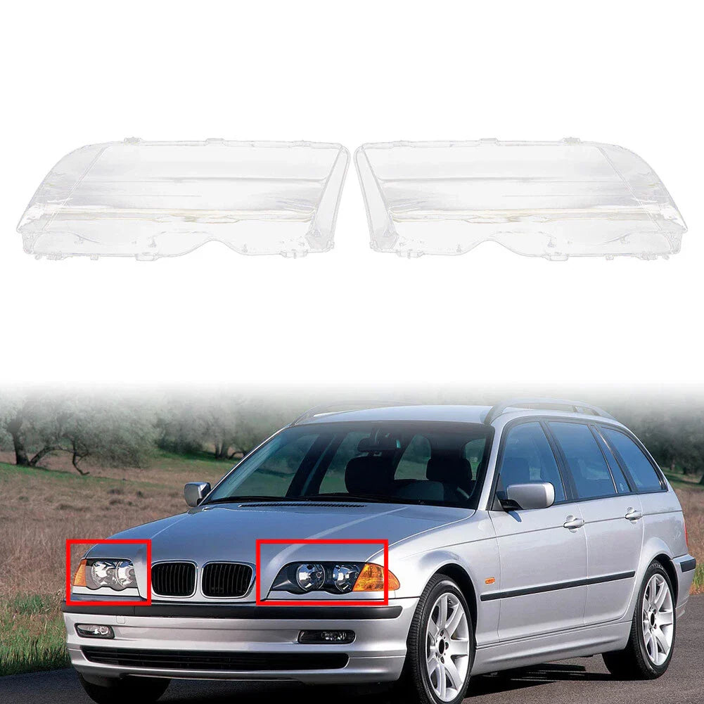 Headlight Lens Shell Cover for BMW 3 Series E46 Sedan (1998-2001) Clear