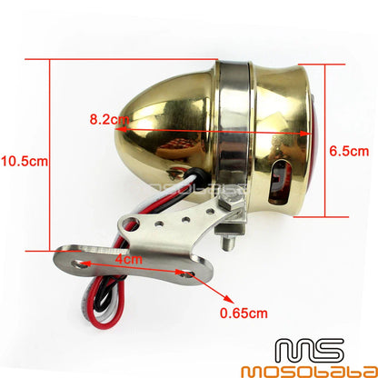 Brass LED License Brake Tail Light for Harley Chopper Bobber Cafe Racer