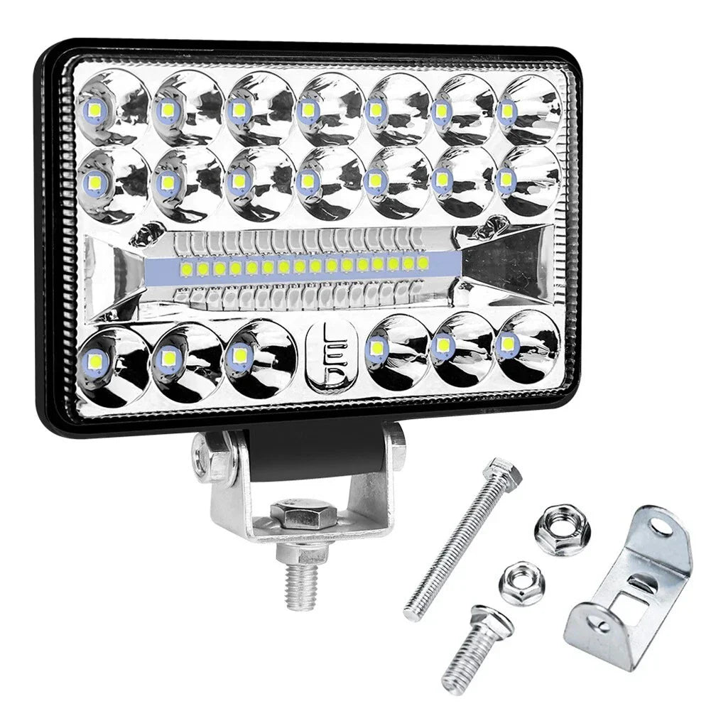 Rectangular LED Headlights for 12V–24V Vehicles