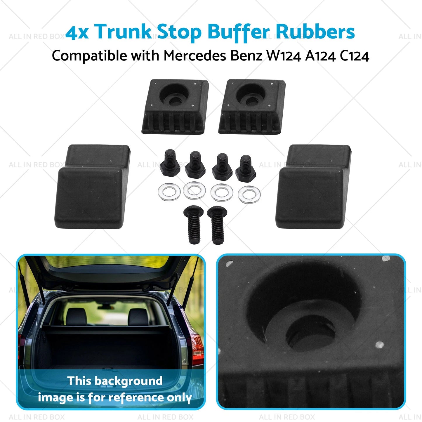 4x Trunk Stop Buffer Rubbers for Mercedes Benz W124 (1985-1996)