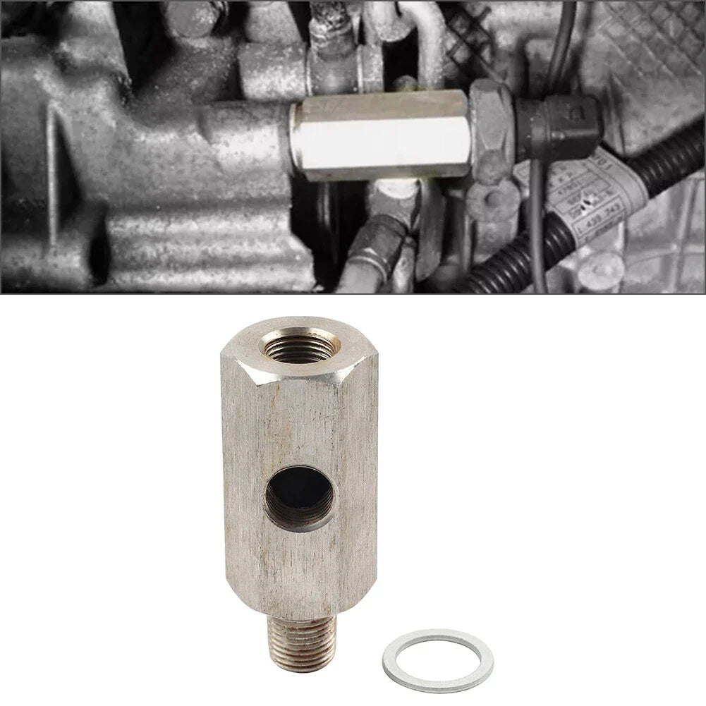 1/8" NPT Oil Pressure Sensor Tee Adapter for Turbo Supply Feed Line Gauge