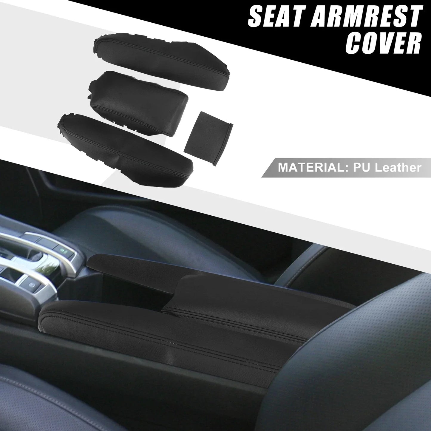 Black Car Auto Armrest Protector Cover Pad for Honda Civic (2016-2021)