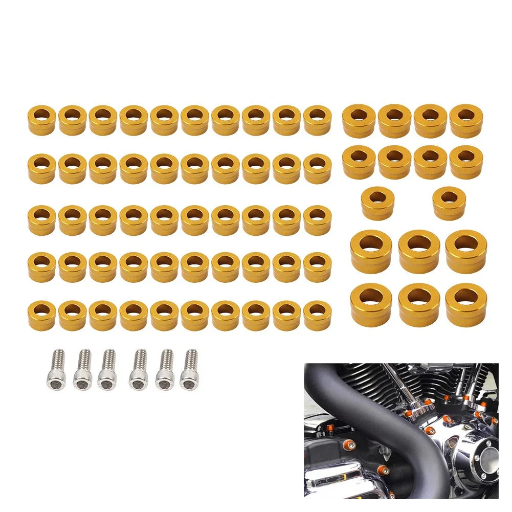 66X Engine Bolt Topper Caps Cover Gold for Harley Twin Cam Road Street Glide