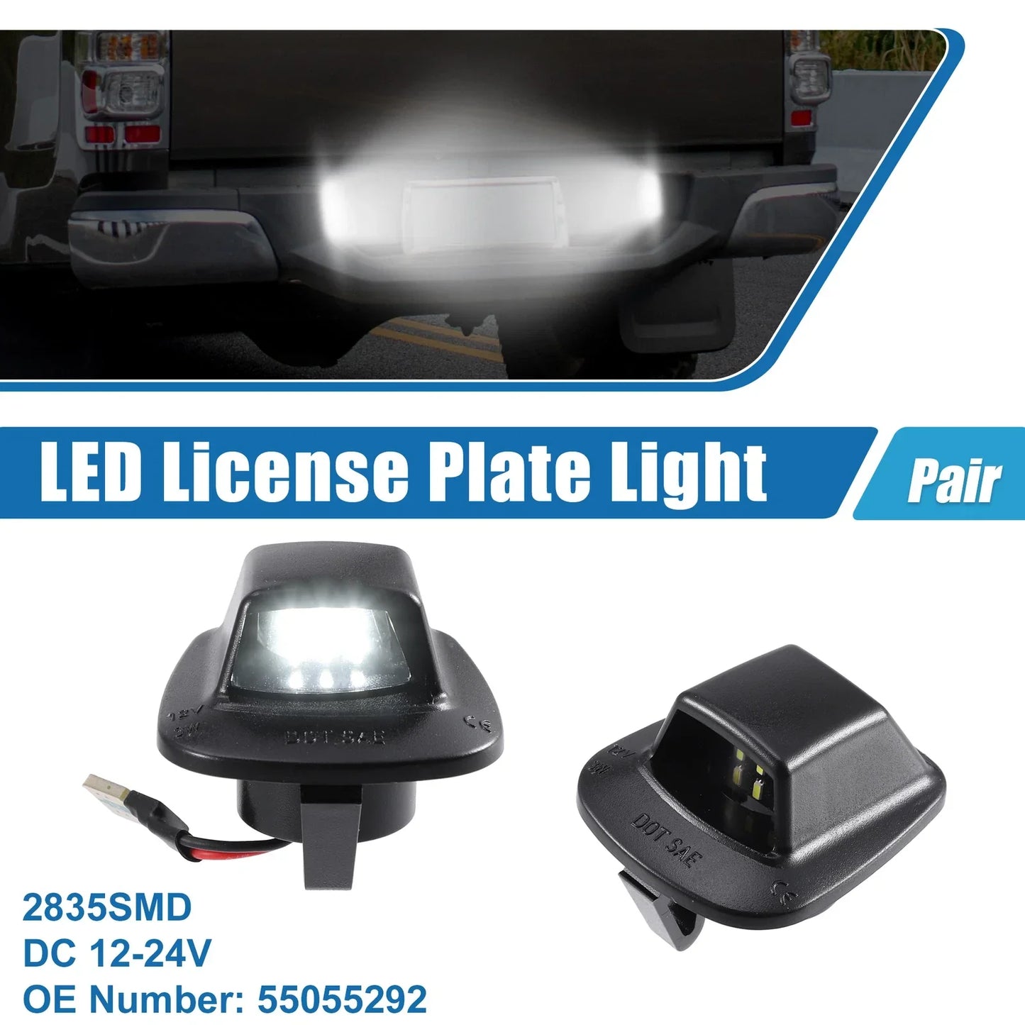 White LED License Plate Light Assembly 2 x 2835SMD for Dodge Dakota (2005-2011)