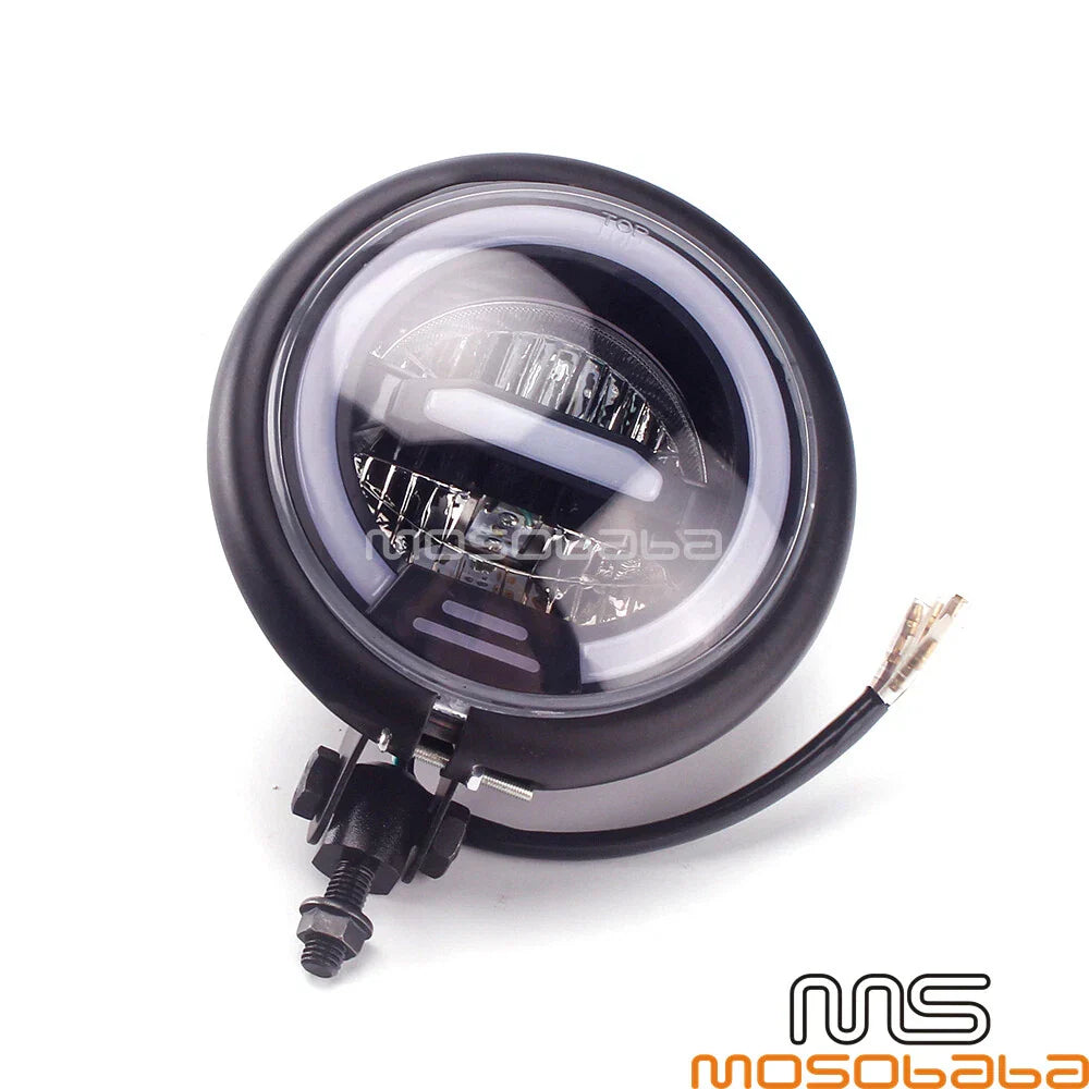 Retro Round LED Headlight w/DRL for Honda Harley BMW Chopper