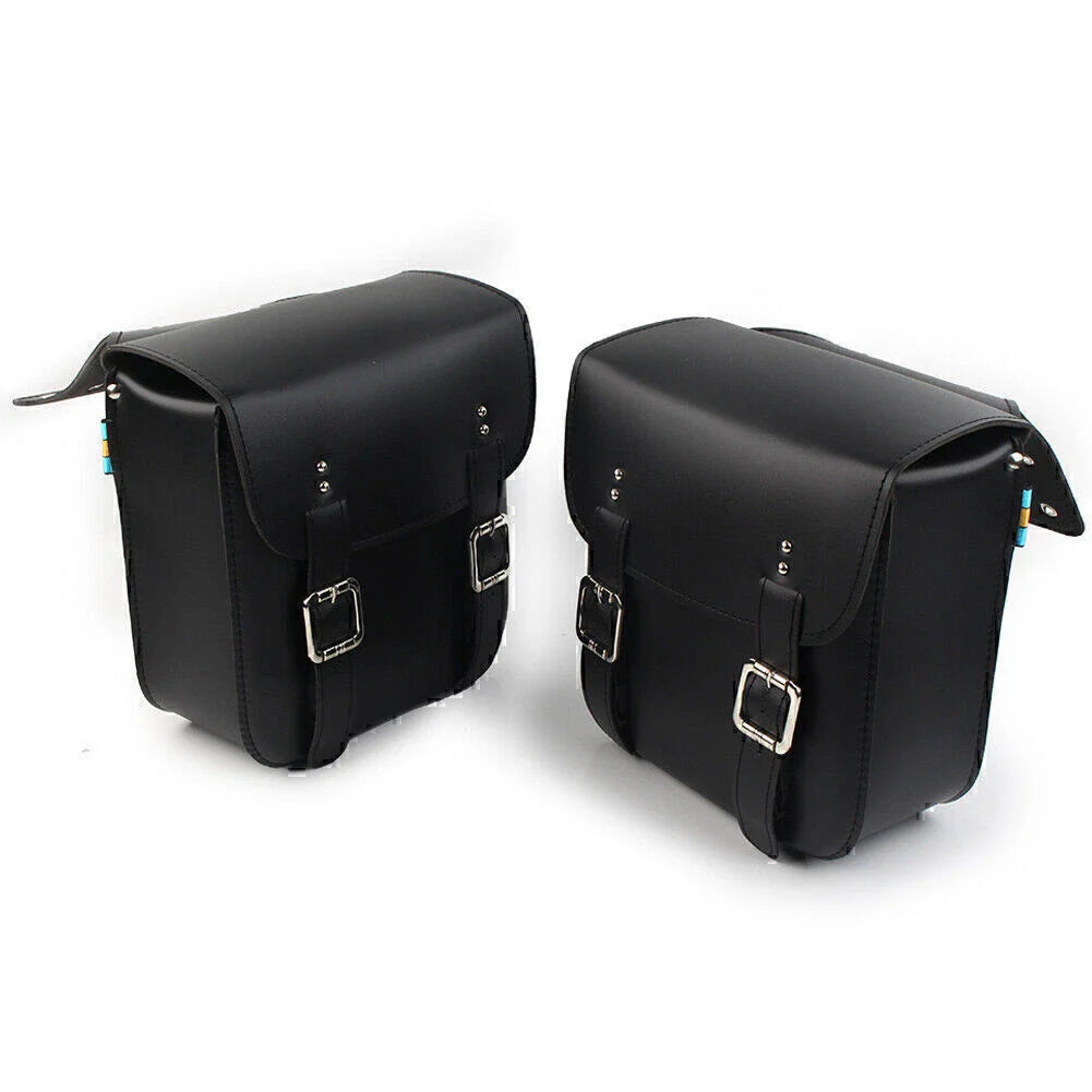 Black Motorcycle Leather Side Saddle Bags for Harley Sportster XL883/1200
