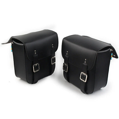 Black Motorcycle Leather Side Saddle Bags for Harley Sportster XL883/1200