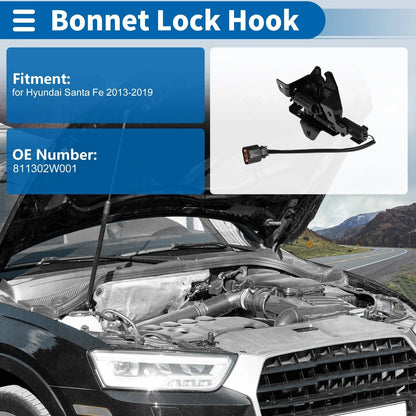Hood Latch Assembly for Hyundai Santa Fe (2013-2019) 1 x Quality Replacement