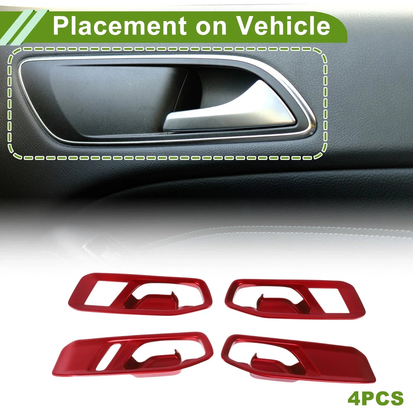 Interior Door Handle Bowl Cover Trim for Honda Accord (2023-2025) 4 x Red ABS