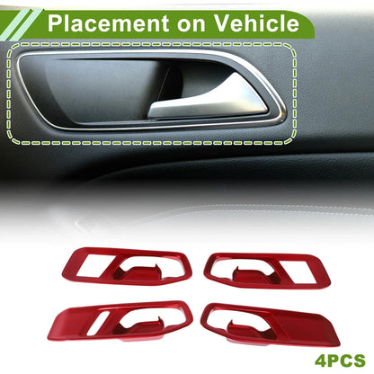 Interior Door Handle Bowl Cover Trim for Honda Accord (2023-2025) 4 x Red ABS